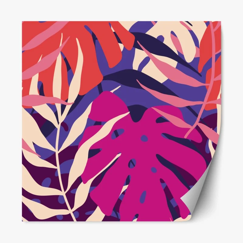 Repositionierbarer Aufkleber pastell tropisches blattmuster