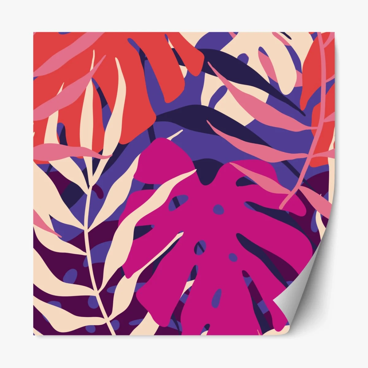 Repositionierbarer Aufkleber pastell tropisches blattmuster – Wallnifity® Repositionierbarer Aufkleber pastell tropisches blattmuster – Wallnifity®