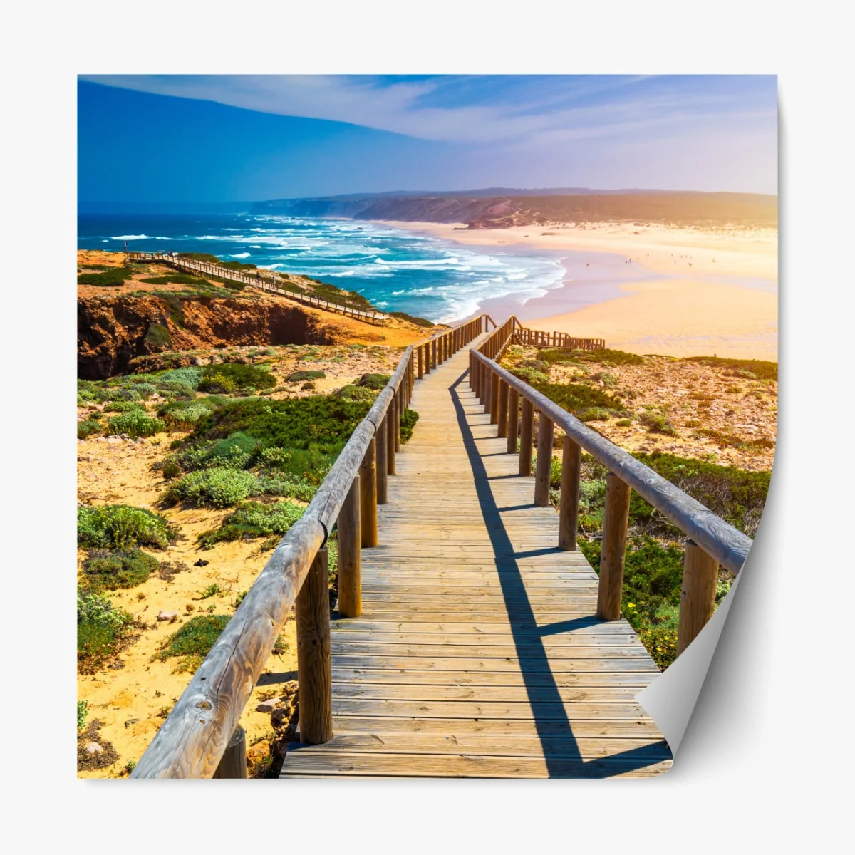 Repositionierbarer Aufkleber steg zur Praia da Bordeira – Wallnifity® Repositionierbarer Aufkleber steg zur Praia da Bordeira – Wallnifity®