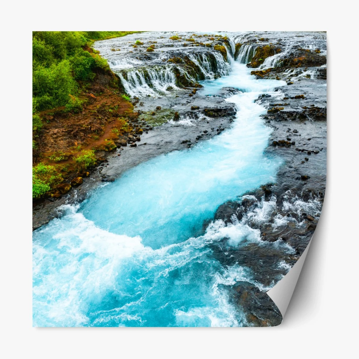 Repositionierbarer Aufkleber wasserfall Bruarfoss, Island – Wallnifity® Repositionierbarer Aufkleber wasserfall Bruarfoss, Island – Wallnifity®