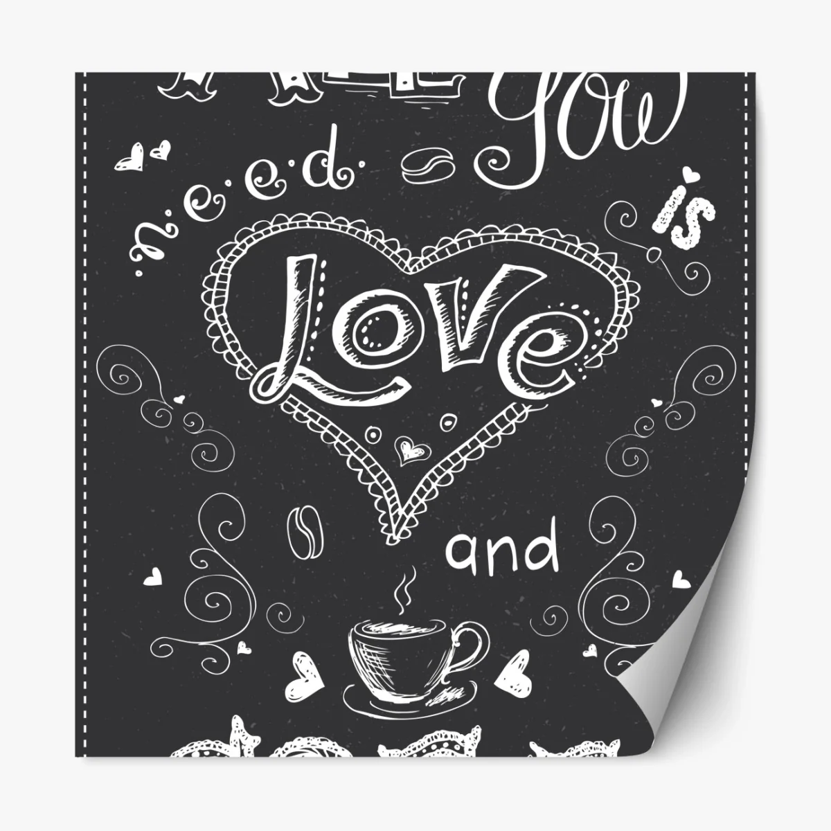 Repositionierbarer Aufkleber alles was du brauchst ist liebe und kaffee – Wallnifity®