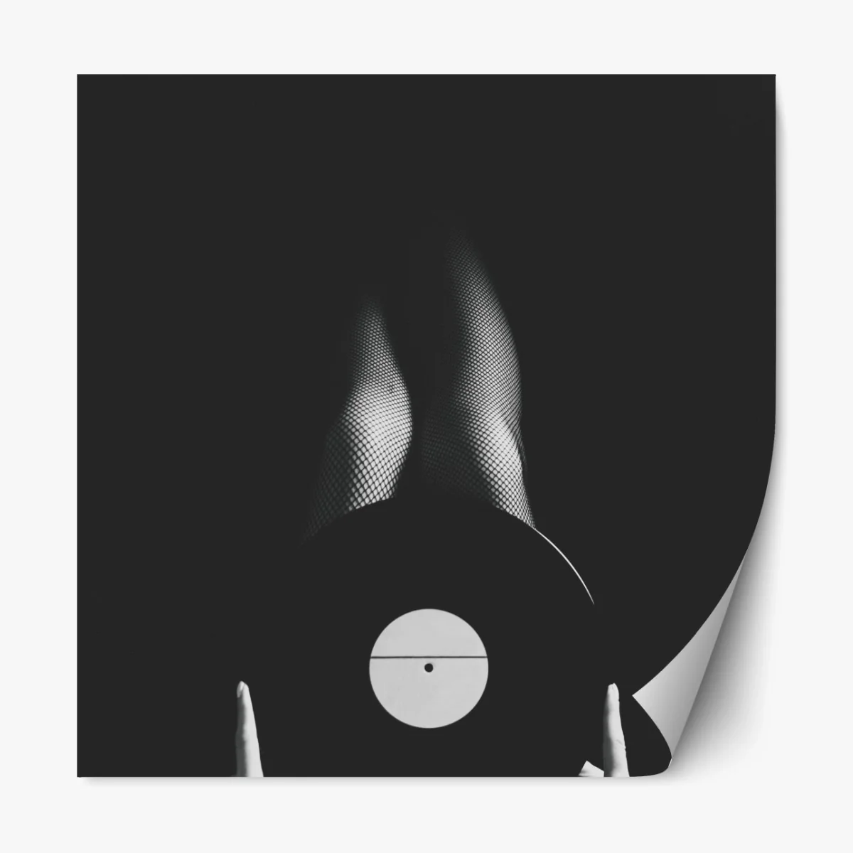 Repositionierbarer Aufkleber schallplatte und beine in netzstrümpfen – Wallnifity®