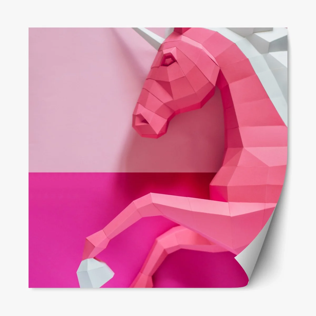 Repositionierbarer Aufkleber rosa geometrisches einhorn – Wallnifity®