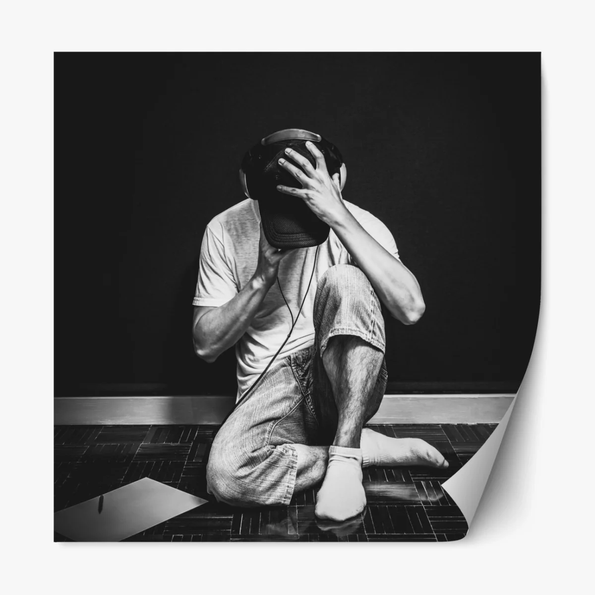 Repositionierbarer Aufkleber introvertierter musiker am keyboard – Wallnifity® Repositionierbarer Aufkleber introvertierter musiker am keyboard – Wallnifity®