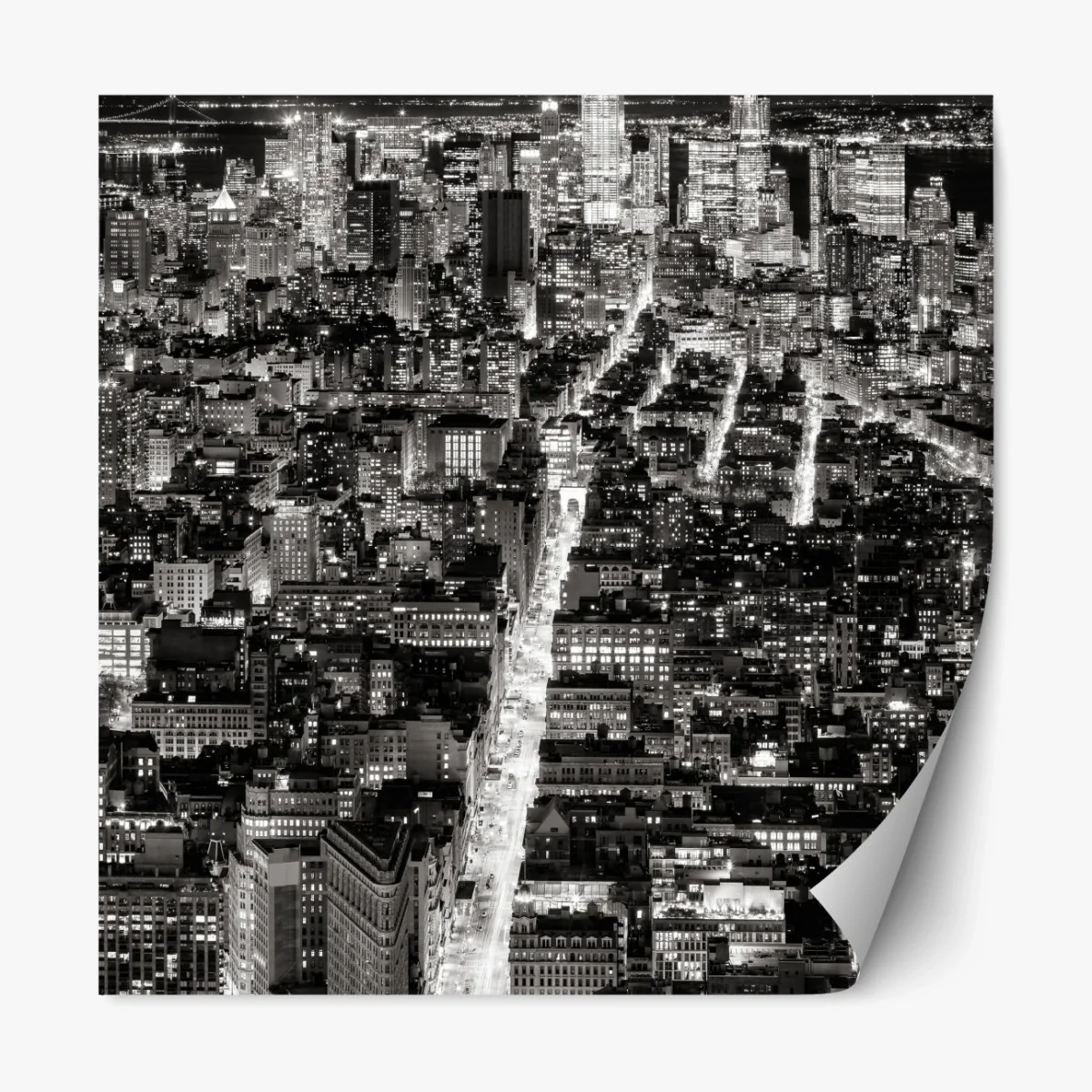 Repositionierbarer Aufkleber monochrome stadtansicht bei nacht – Wallnifity® Repositionierbarer Aufkleber monochrome stadtansicht bei nacht – Wallnifity®