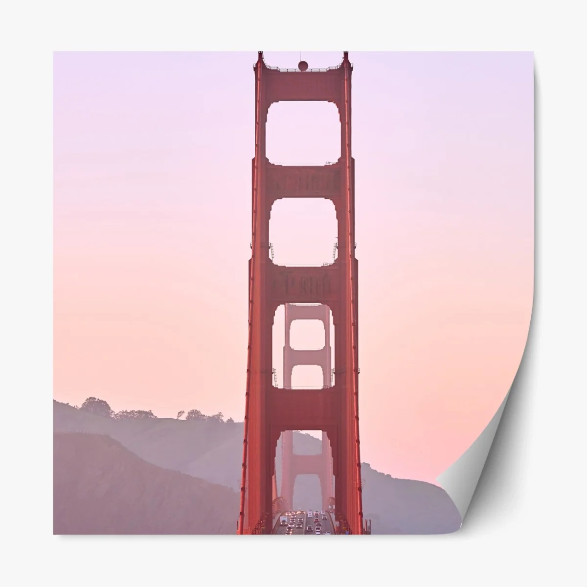 Repositionierbarer Aufkleber Golden Gate bei pastellfarbenem sonnenuntergang – Wallnifity® Repositionierbarer Aufkleber Golden Gate bei pastellfarbenem sonnenuntergang – Wallnifity®