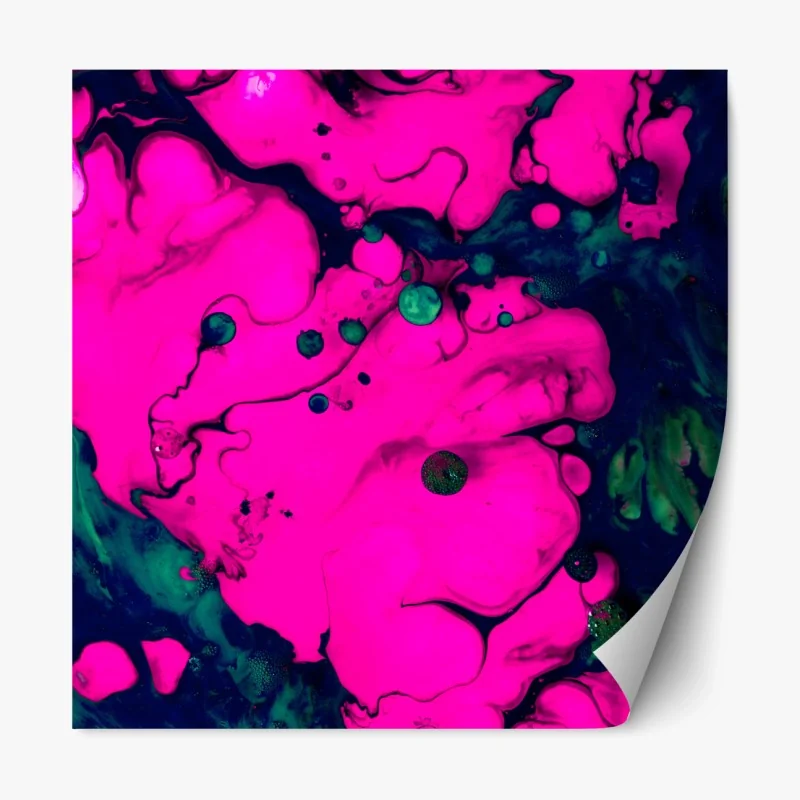 Repositionierbarer Aufkleber neonpink flüssige abstraktion