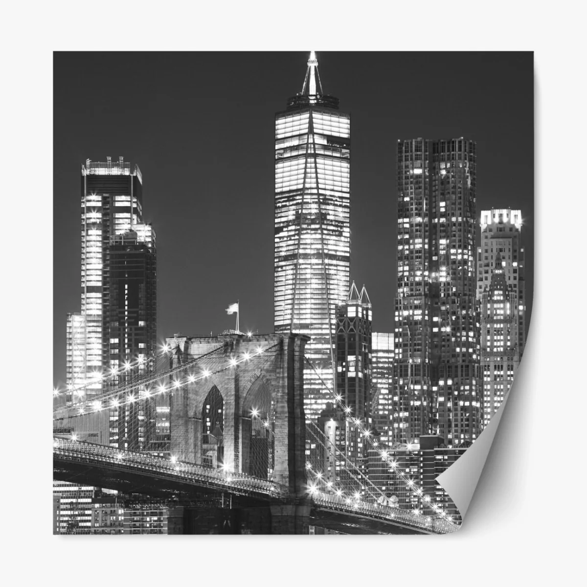 Repositionierbarer Aufkleber Brooklyn Bridge und Manhattan skyline bei nacht – Wallnifity® Repositionierbarer Aufkleber Brooklyn Bridge und Manhattan skyline bei nacht – Wallnifity®