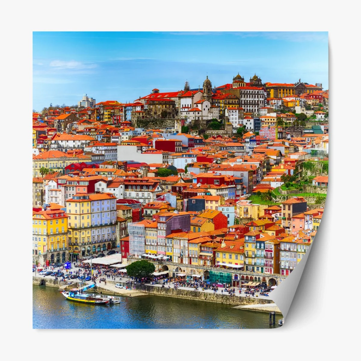Repositionierbarer Aufkleber Porto buntes uferpanorama – Wallnifity® Repositionierbarer Aufkleber Porto buntes uferpanorama – Wallnifity®