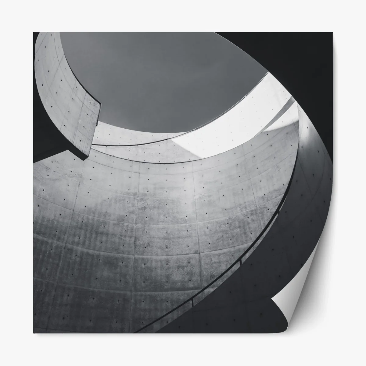 Repositionierbarer Aufkleber geschwungene beton-spiraltreppe – Wallnifity® Repositionierbarer Aufkleber geschwungene beton-spiraltreppe – Wallnifity®