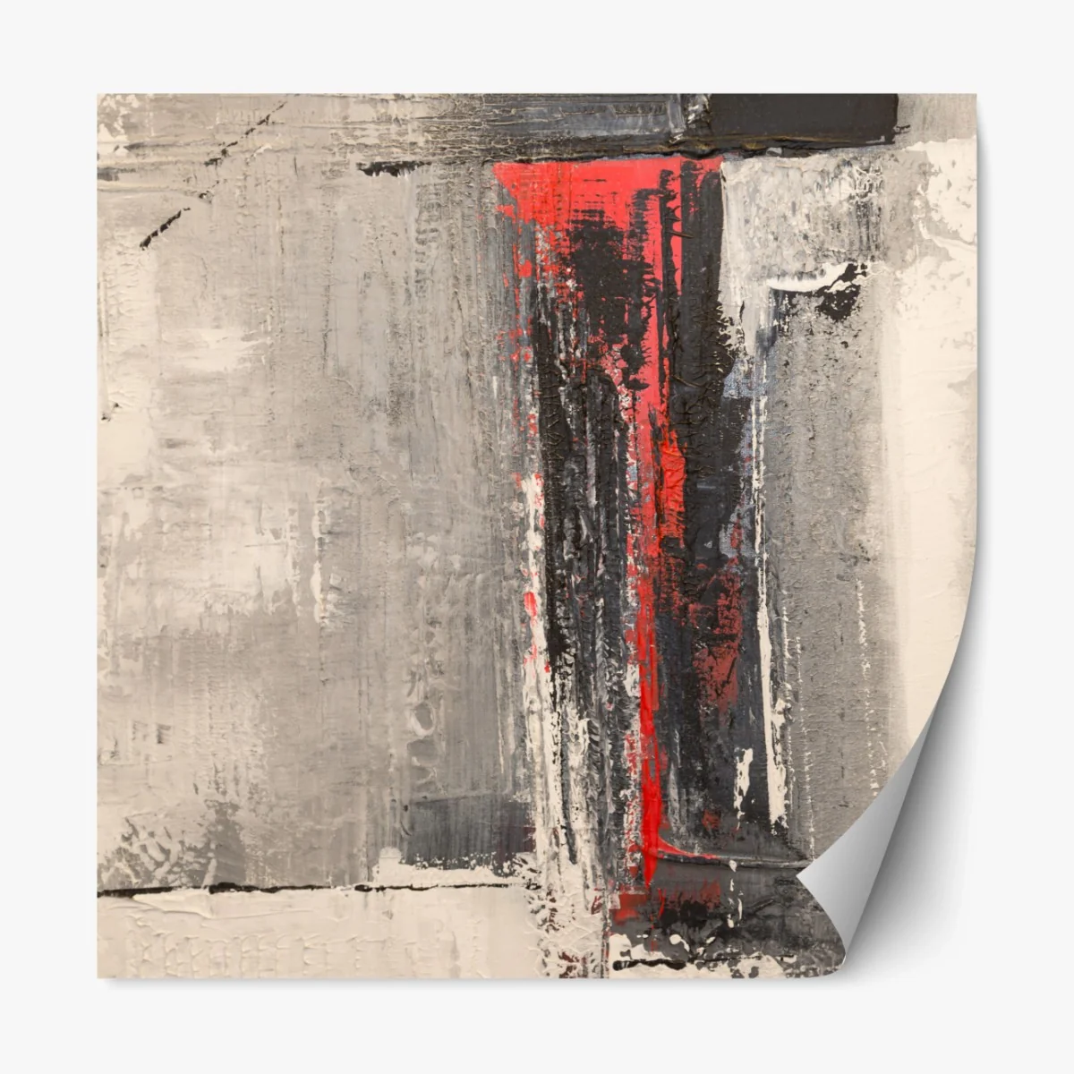 Repositionierbarer Aufkleber strukturierte abstraktion mit rotem akzent – Wallnifity®