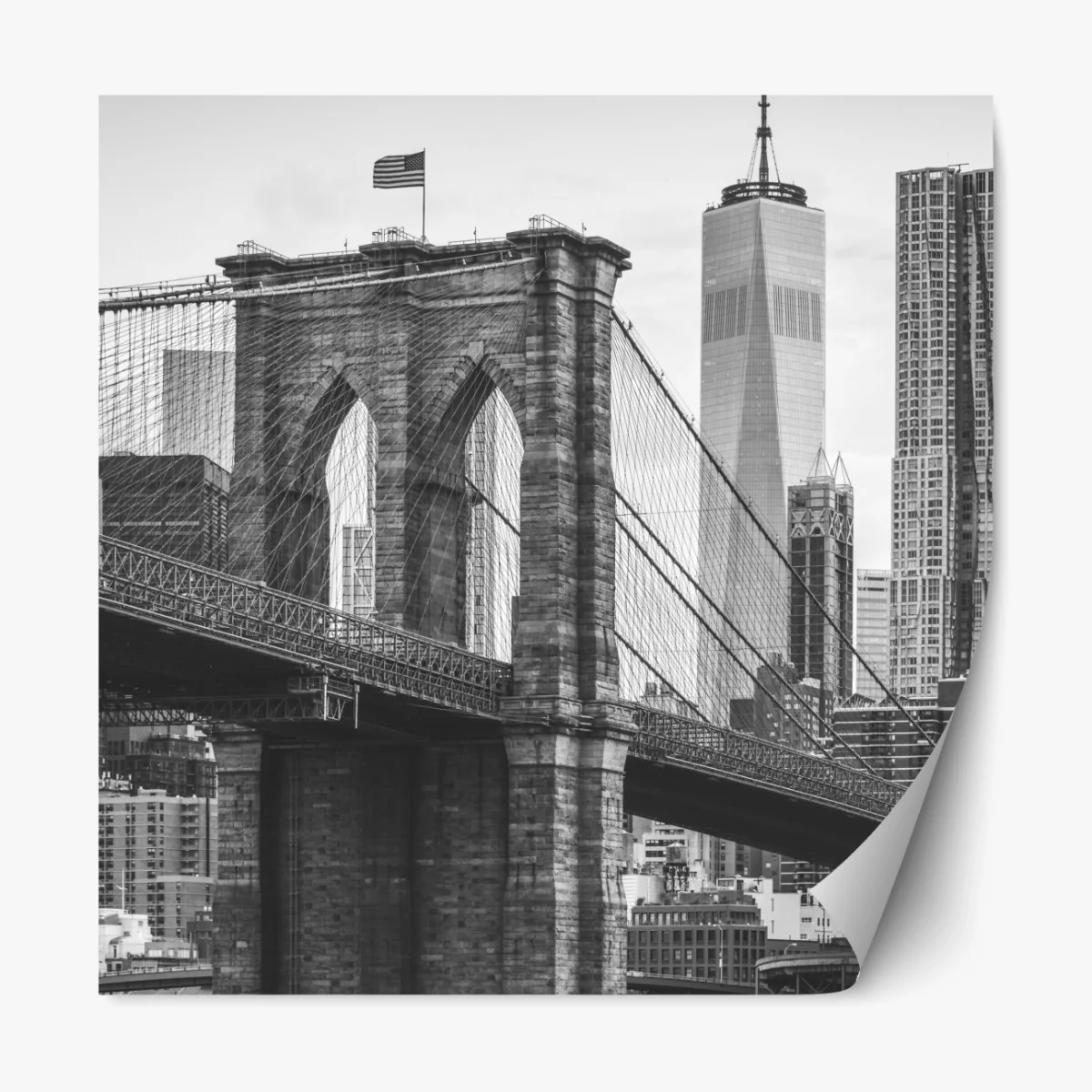 Repositionierbarer Aufkleber Brooklyn bridge schwarzweiß stadtbild – Wallnifity® Repositionierbarer Aufkleber Brooklyn bridge schwarzweiß stadtbild – Wallnifity®