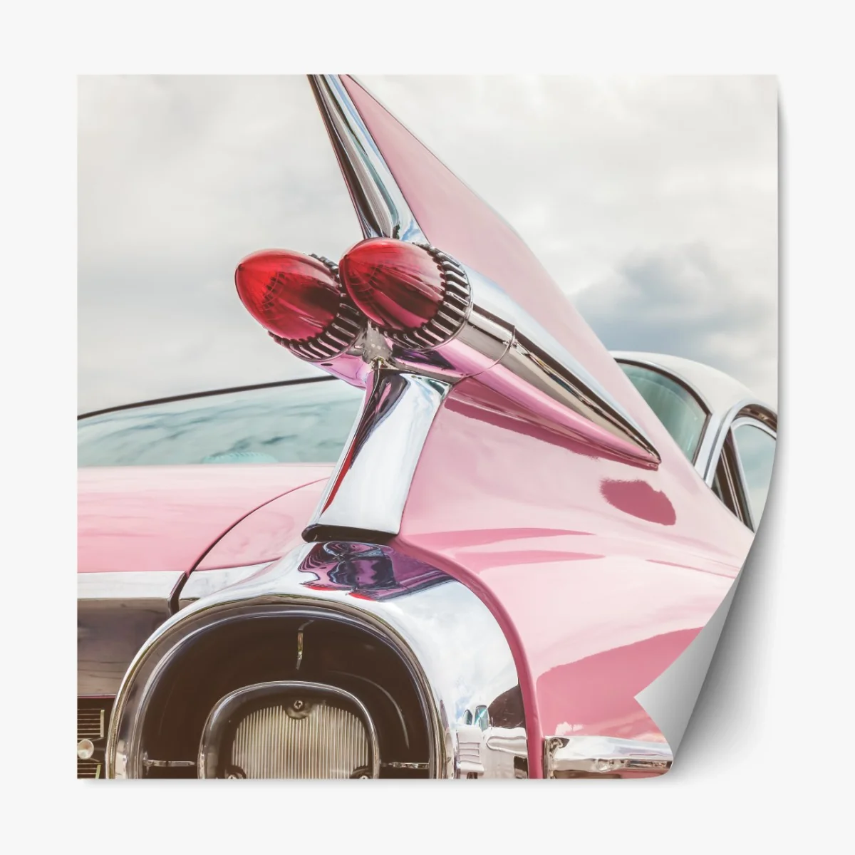 Repositionierbarer Aufkleber rosa retro klassisches auto heckflosse – Wallnifity®