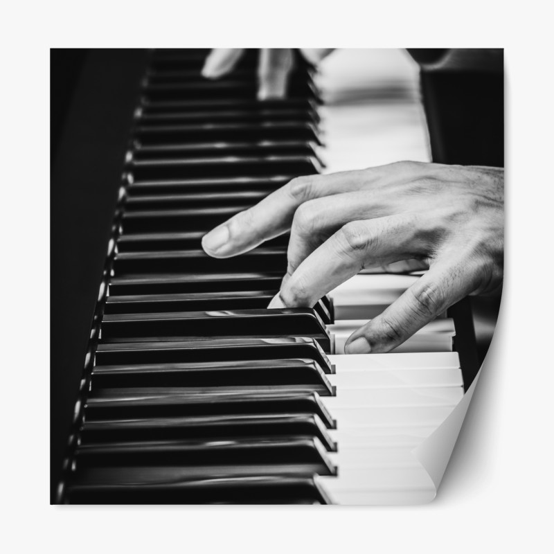 Repositionierbarer Aufkleber hände am klavier in bewegung