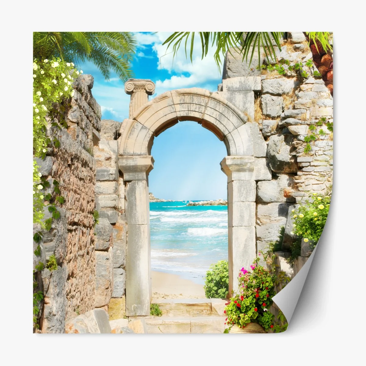 Repositionierbarer Aufkleber sonniger bogen zum meer – Wallnifity® Repositionierbarer Aufkleber sonniger bogen zum meer – Wallnifity®