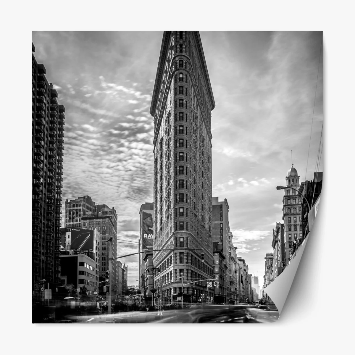 Repositionierbarer Aufkleber Flatiron, New York — monochrome architektur – Wallnifity®