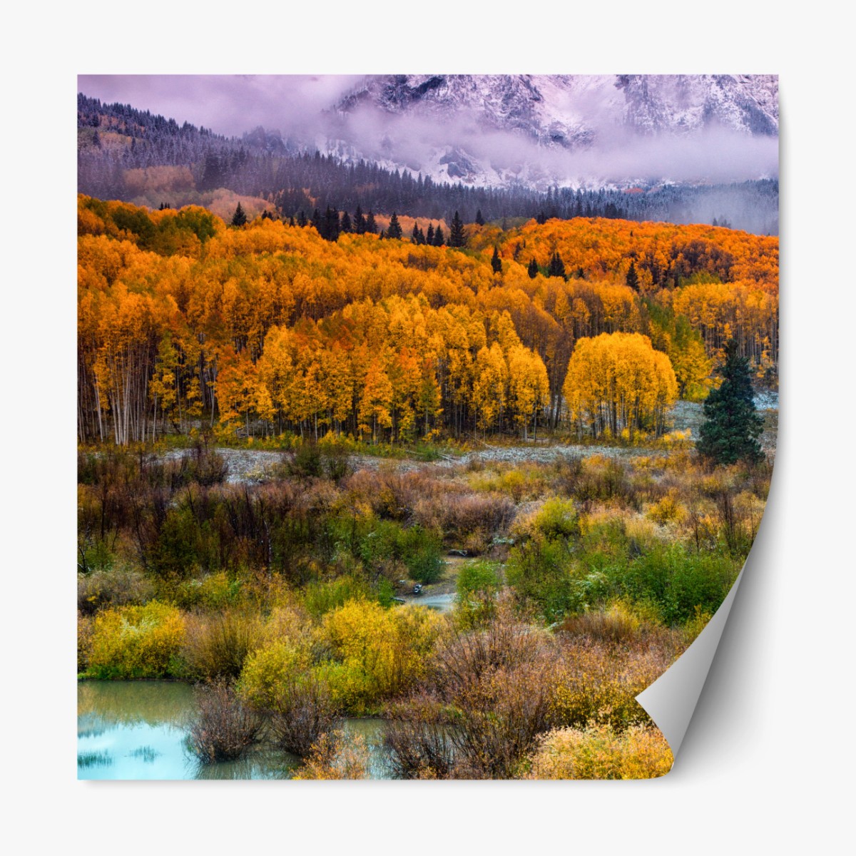 Repositionierbarer Aufkleber rosafarbener sonnenaufgang über East Beckwith Mountain – Wallnifity®