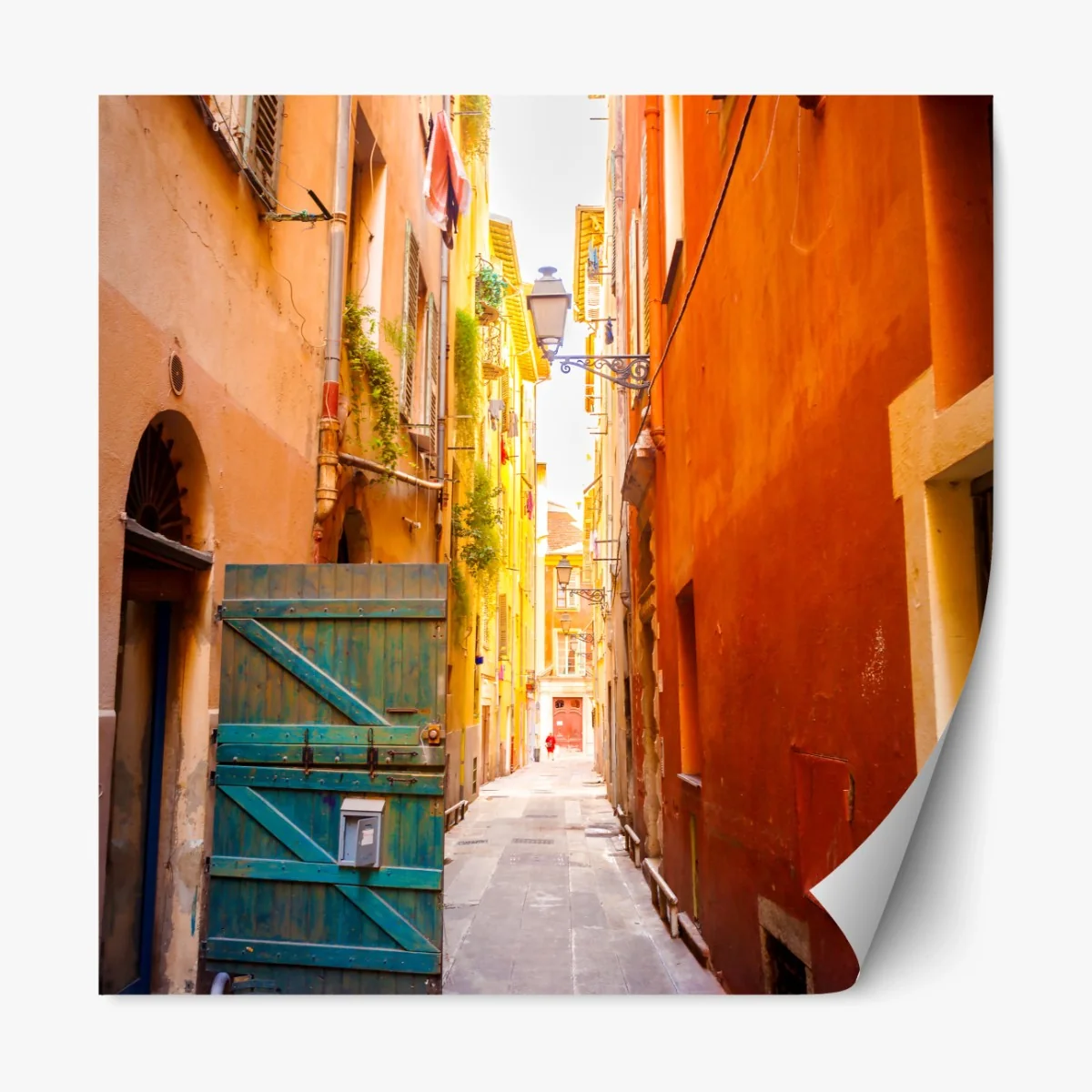 Repositionierbarer Aufkleber bunte gasse im mediterranen stil – Wallnifity® Repositionierbarer Aufkleber bunte gasse im mediterranen stil – Wallnifity®