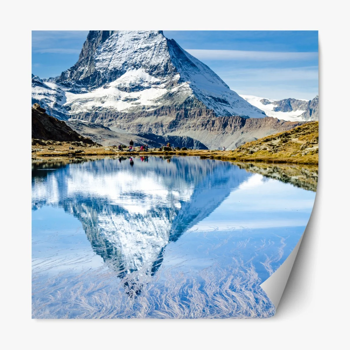 Repositionierbarer Aufkleber majestätisches Matterhorn im spiegel eines alpensees – Wallnifity® Repositionierbarer Aufkleber majestätisches Matterhorn im spiegel eines alpensees – Wallnifity®