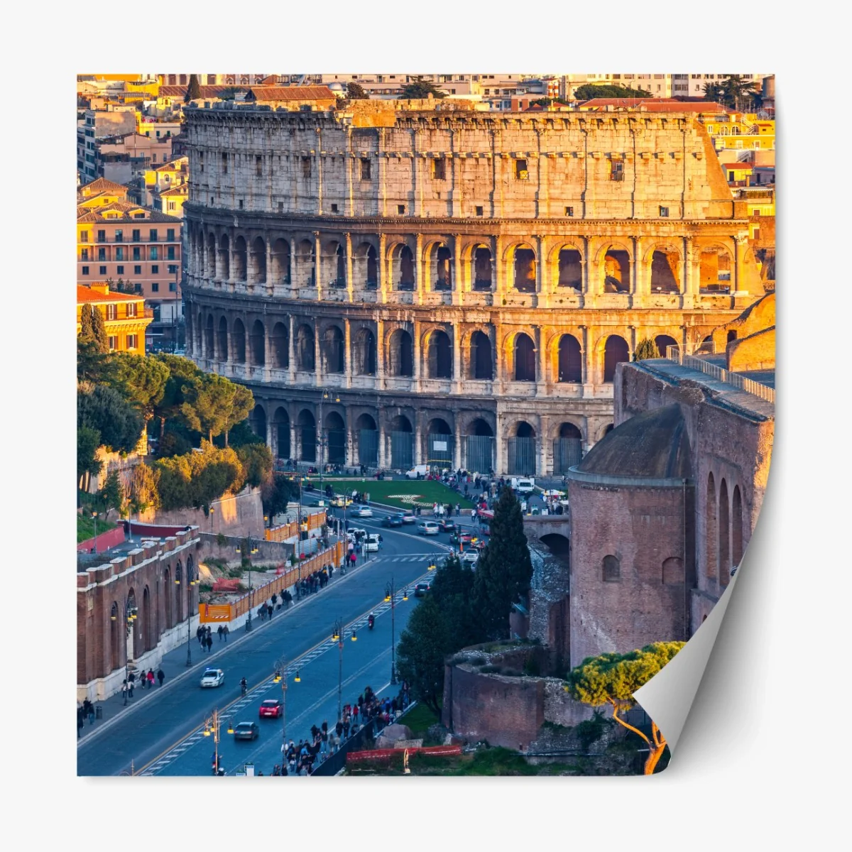 Repositionierbarer Aufkleber goldenes kolosseum bei sonnenuntergang, Rom – Wallnifity® Repositionierbarer Aufkleber goldenes kolosseum bei sonnenuntergang, Rom – Wallnifity®