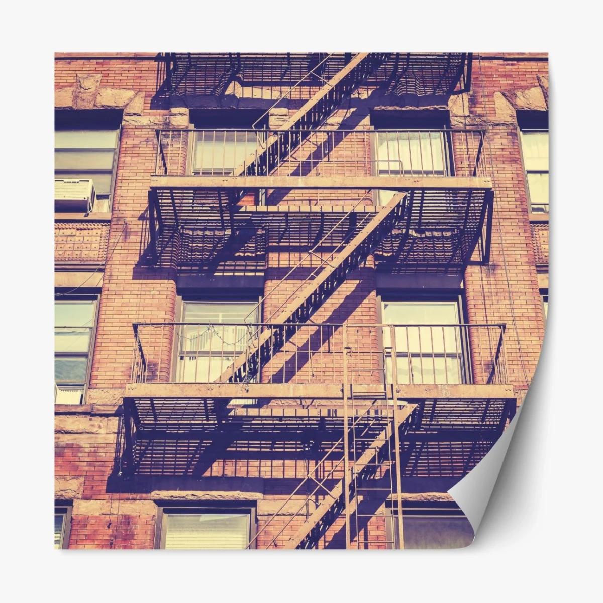 Repositionierbarer Aufkleber vintage feuertreppen aus New York – Wallnifity® Repositionierbarer Aufkleber vintage feuertreppen aus New York – Wallnifity®