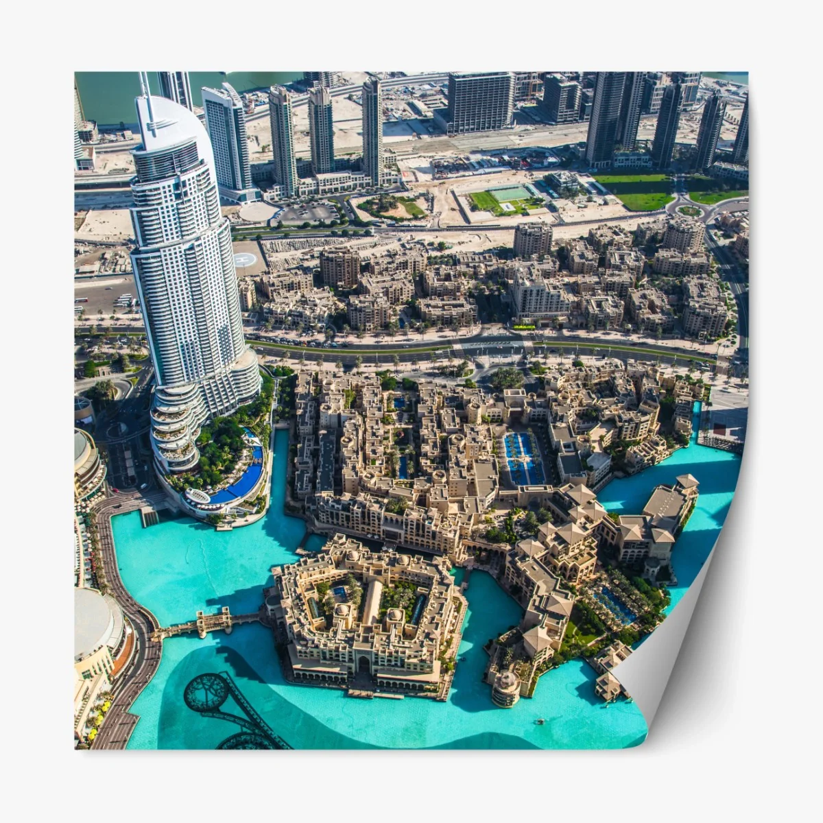 Repositionierbarer Aufkleber luftaufnahme von Downtown Dubai – Wallnifity® Repositionierbarer Aufkleber luftaufnahme von Downtown Dubai – Wallnifity®