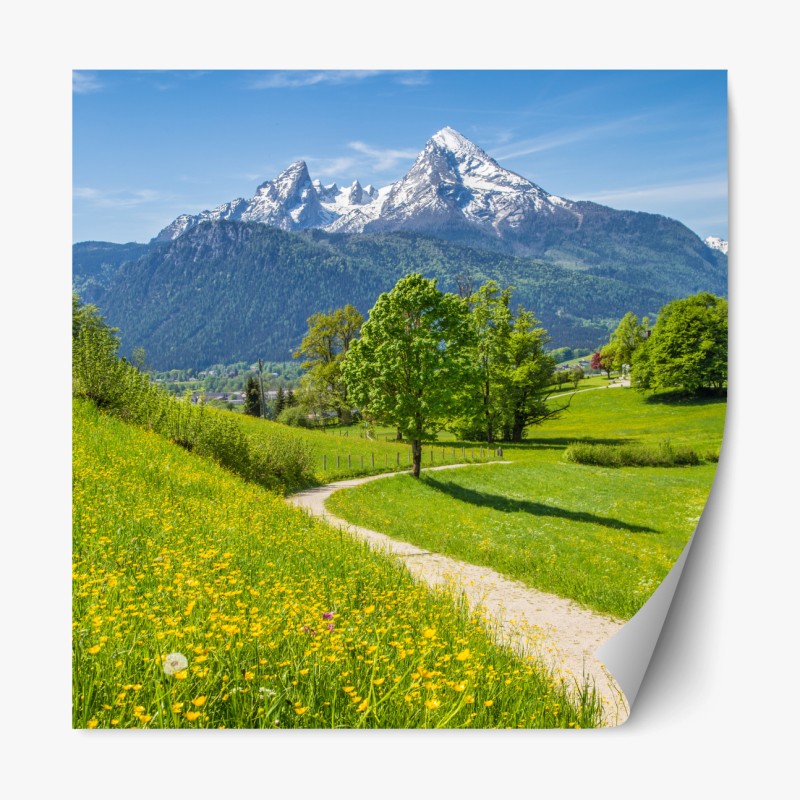 Repositionierbarer Aufkleber tropisches muster mit rosa flamingo und rosen – Wallnifity®