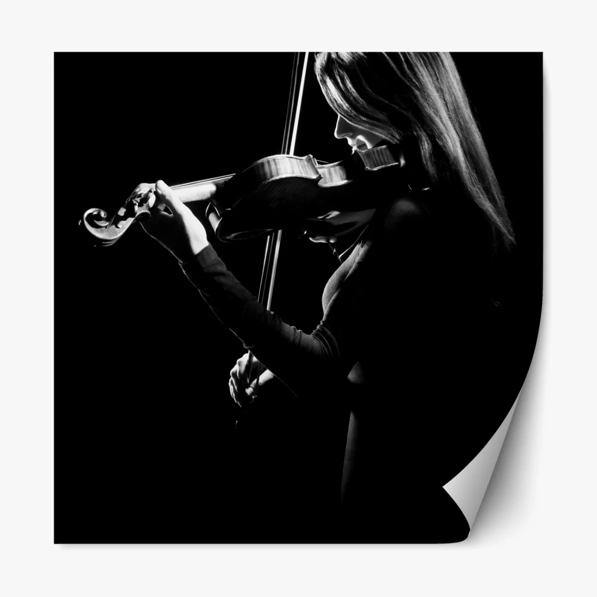 Repositionierbarer Aufkleber elegante geigerin silhouette – Wallnifity® Repositionierbarer Aufkleber elegante geigerin silhouette – Wallnifity®