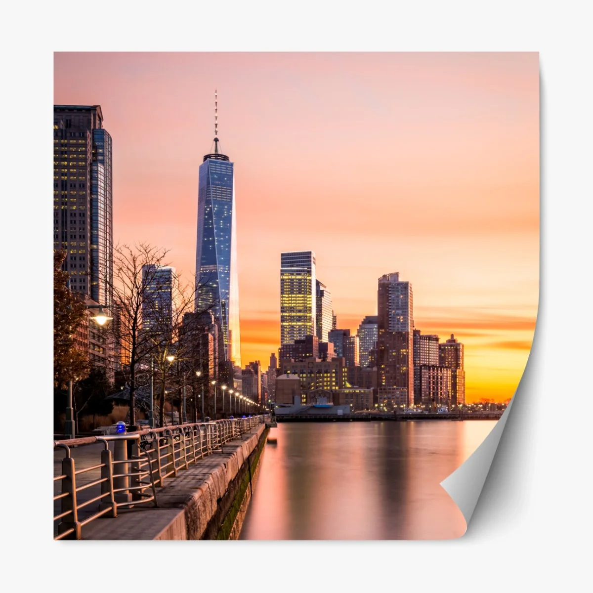 Repositionierbarer Aufkleber Lower Manhattan bei sonnenuntergang – Wallnifity®