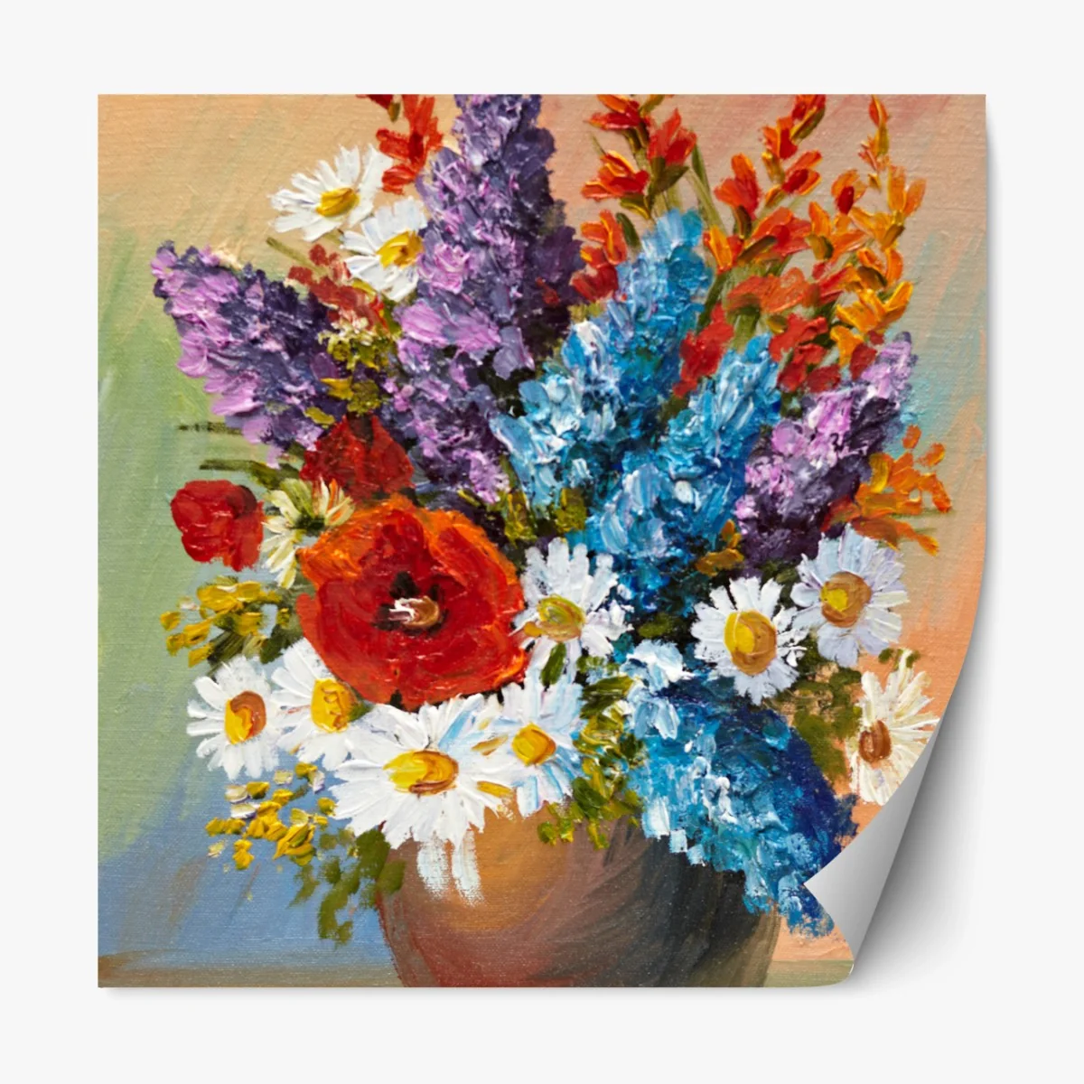 Repositionierbarer Aufkleber farbenfroher blumenstrauß in vase – Wallnifity® Repositionierbarer Aufkleber farbenfroher blumenstrauß in vase – Wallnifity®