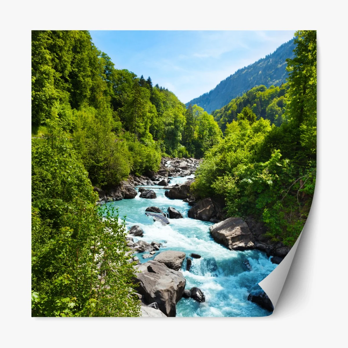 Repositionierbarer Aufkleber gletscherfluss im grünen tal – Wallnifity® Repositionierbarer Aufkleber gletscherfluss im grünen tal – Wallnifity®