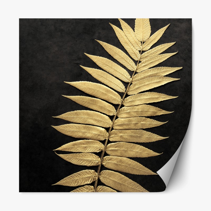 Repositionierbarer Aufkleber marineblaue und goldene botanische blattkomposition – Wallnifity®