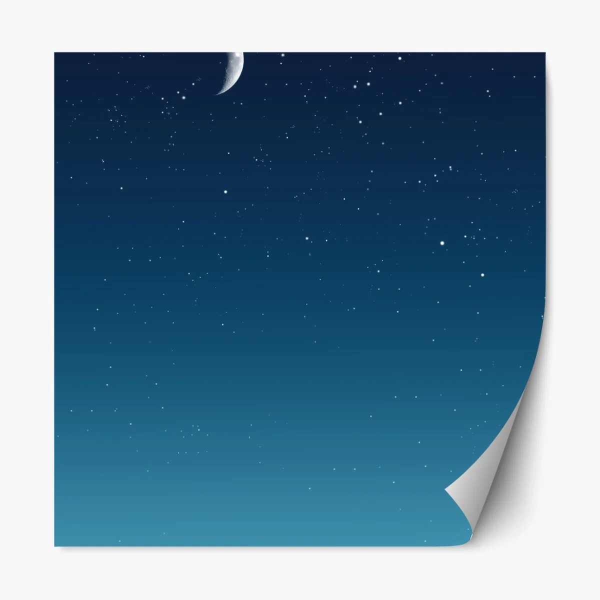 Repositionierbarer Aufkleber ruhiger halbmond am sternenhimmel – Wallnifity®