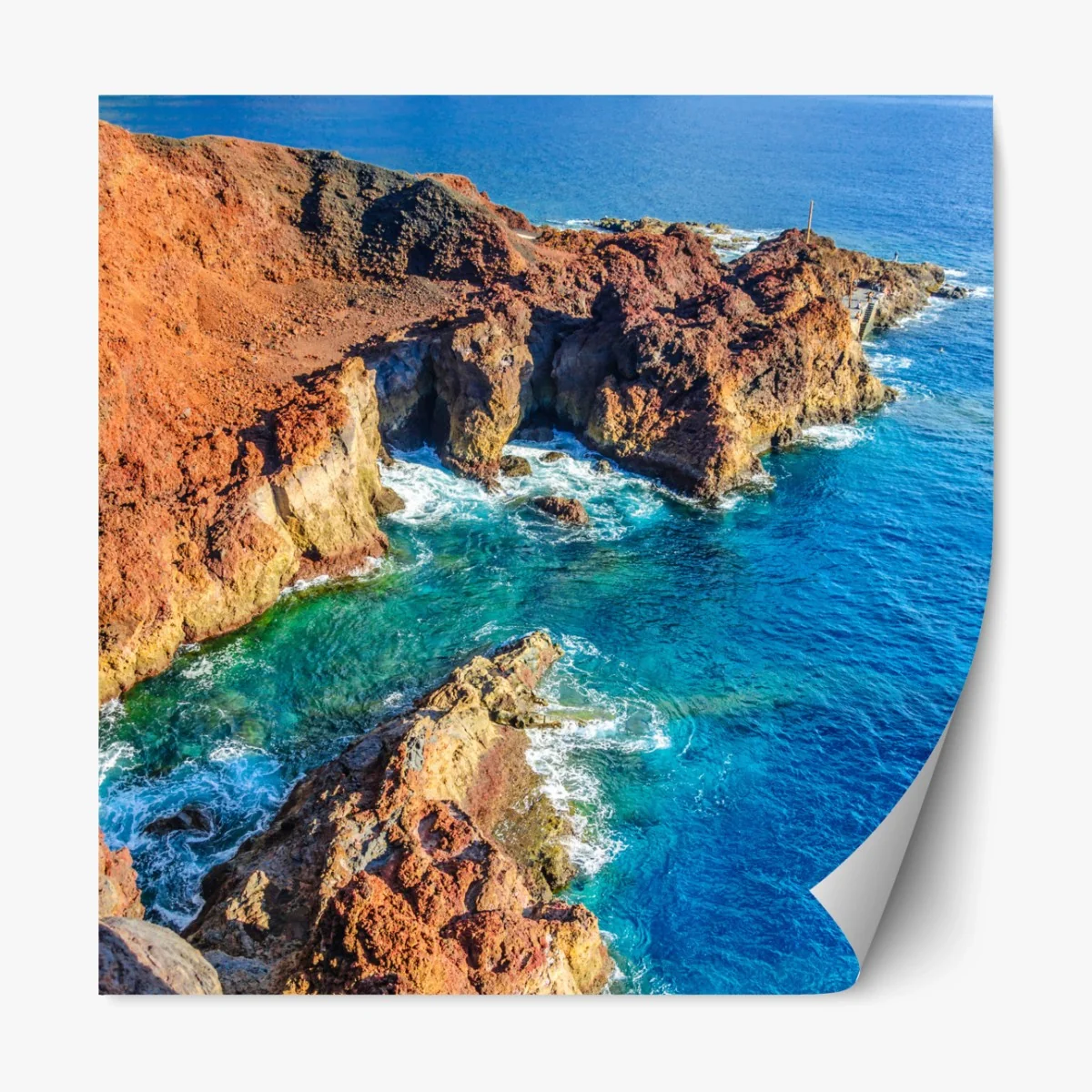 Repositionierbarer Aufkleber dramatische klippen und türkisfarbenes meer bei Punto Teno, Teneriffa – Wallnifity® Repositionierbarer Aufkleber dramatische klippen und türkisfarbenes meer bei Punto Teno, Teneriffa – Wallnifity®