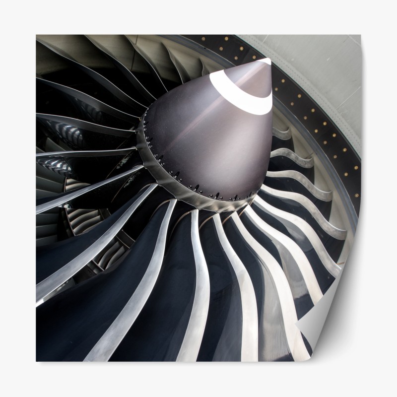 Repositionierbarer Aufkleber nahaufnahme turbinenblätter des jettriebwerks