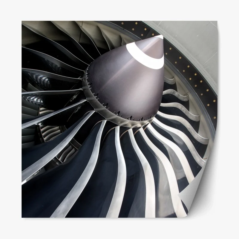 Repositionierbarer Aufkleber nahaufnahme turbinenblätter des jettriebwerks