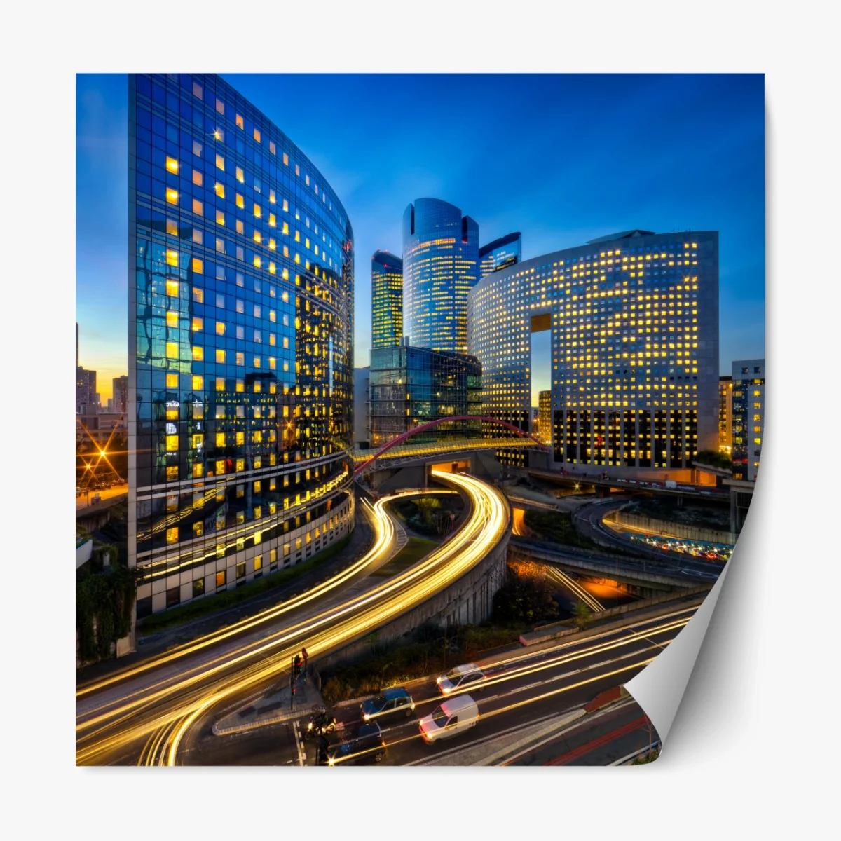 Repositionierbarer Aufkleber moderne stadtsilhouette bei dämmerung – Wallnifity® Repositionierbarer Aufkleber moderne stadtsilhouette bei dämmerung – Wallnifity®