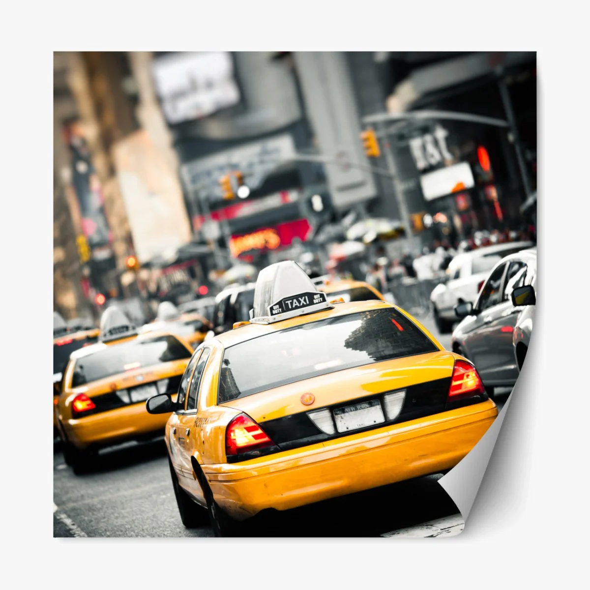 Repositionierbarer Aufkleber gelbes taxi in den straßen von New York – Wallnifity® Repositionierbarer Aufkleber gelbes taxi in den straßen von New York – Wallnifity®