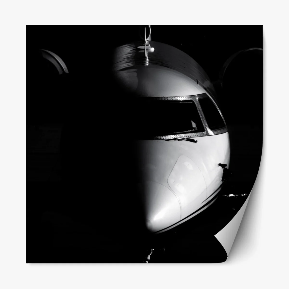 Repositionierbarer Aufkleber monochromes porträt der flugzeugnase – Wallnifity®