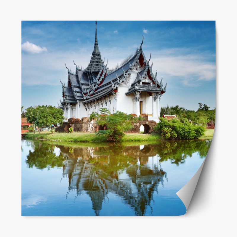 Repositionierbarer Aufkleber Sanphet Prasat palast am spiegelnden see