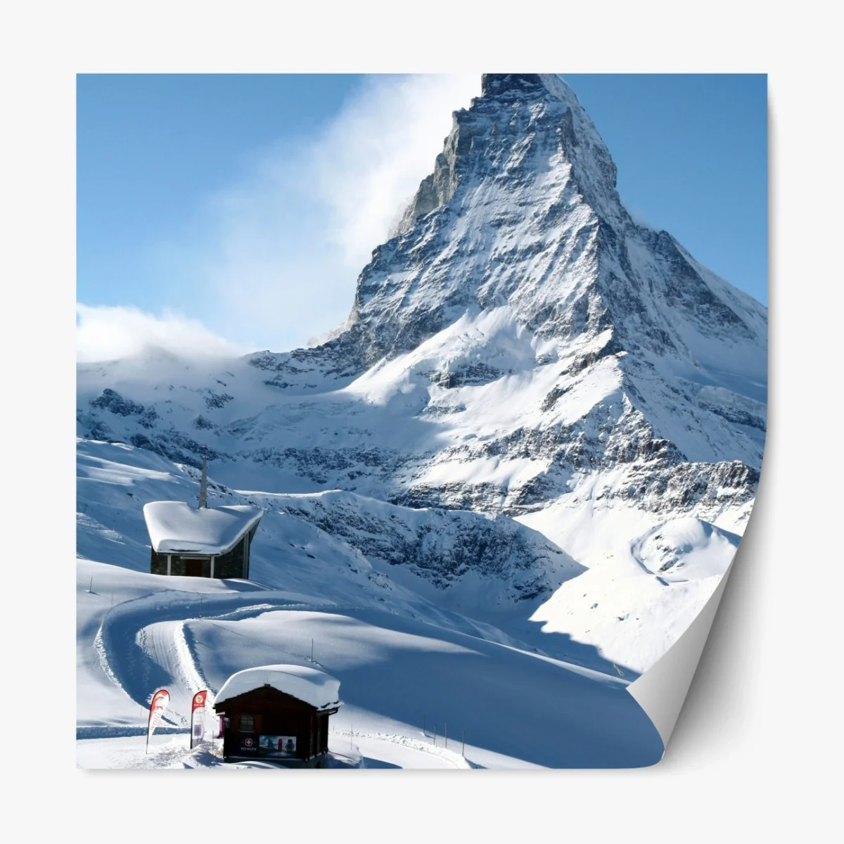 Repositionierbarer Aufkleber majestätischer alpiner gipfel im winter – Wallnifity®