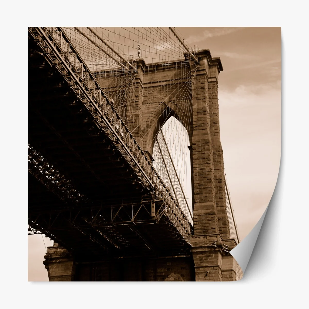 Repositionierbarer Aufkleber sepia ansicht der Brooklyn Bridge – Wallnifity® Repositionierbarer Aufkleber sepia ansicht der Brooklyn Bridge – Wallnifity®