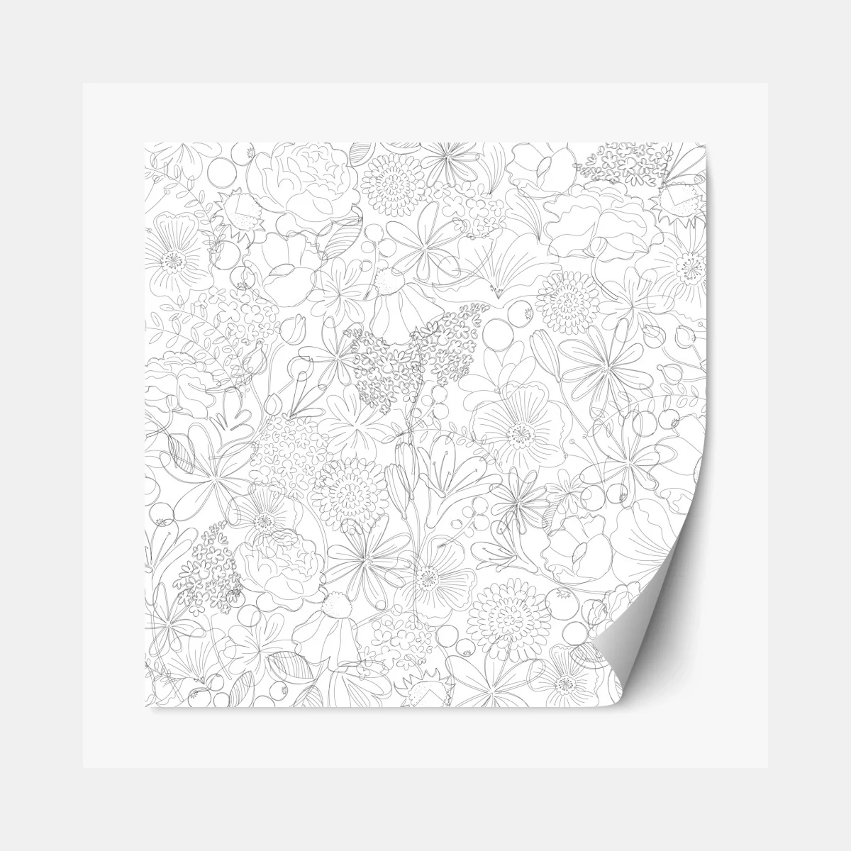 Repositionierbarer Aufkleber zartes handgezeichnetes blumenlinienmuster – Wallnifity®