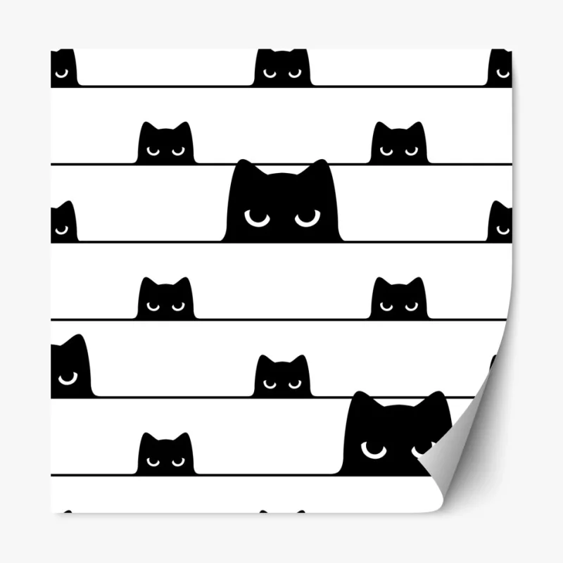 Repositionierbarer Aufkleber verspielte katzen zwischen streifen