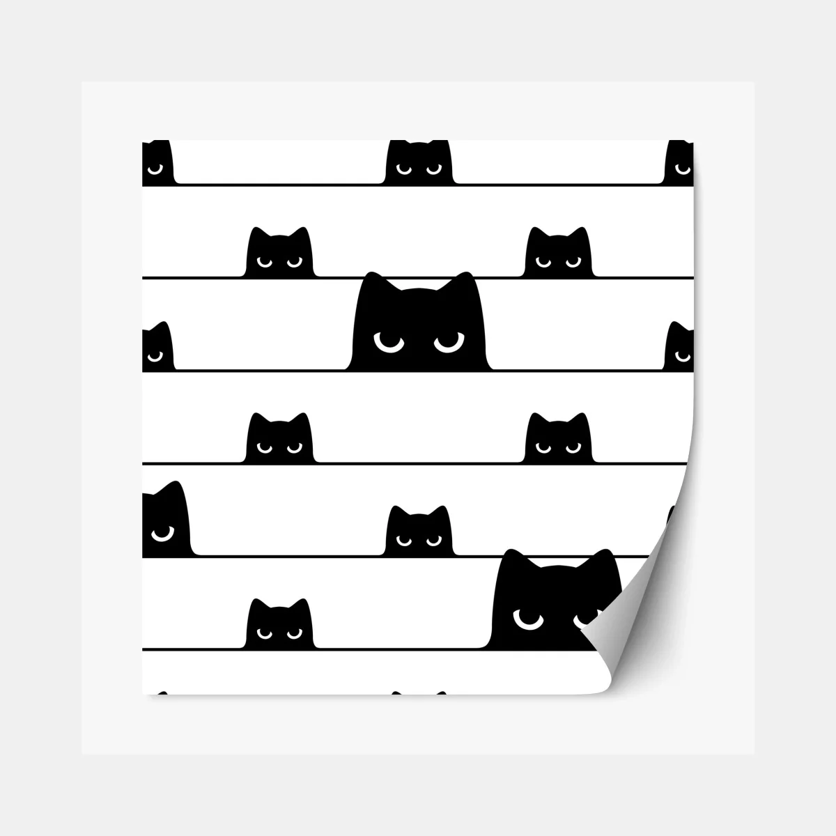 Repositionierbarer Aufkleber verspielte katzen zwischen streifen – Wallnifity® Repositionierbarer Aufkleber verspielte katzen zwischen streifen – Wallnifity®