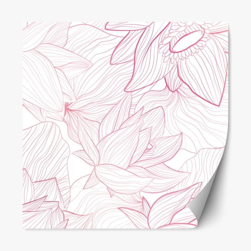 Repositionierbarer Aufkleber zartes rosa blumenlinienmuster