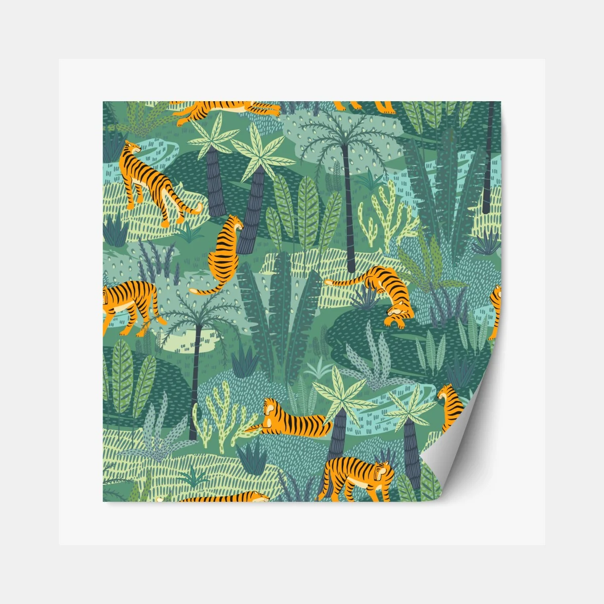 Repositionierbarer Aufkleber verspieltes dschungel-tiger-muster – Wallnifity®