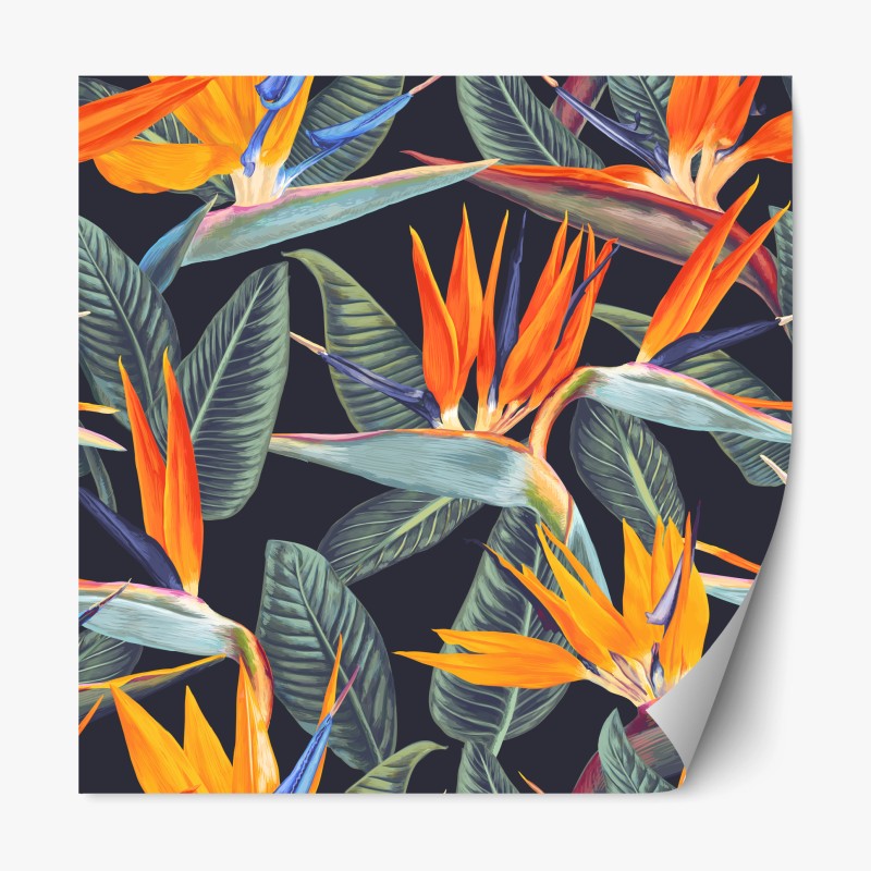 Repositionierbarer Aufkleber tropisches muster mit strelitzien