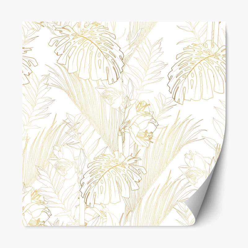 Repositionierbarer Aufkleber goldenes tropisches blattmuster