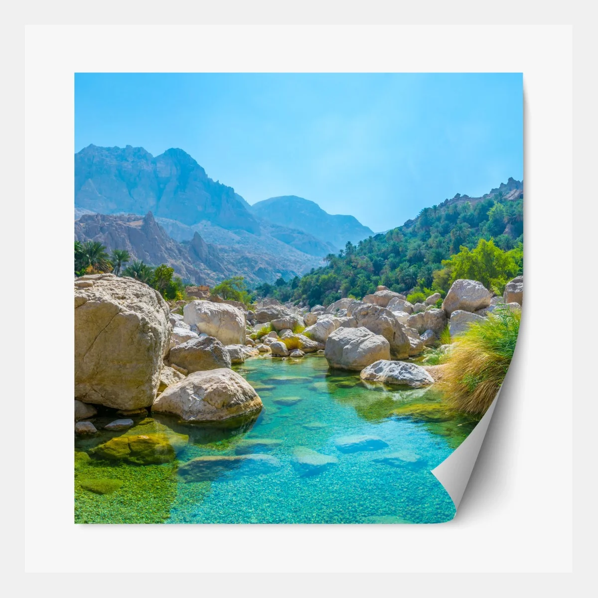 Repositionierbarer Aufkleber türkisfarbene bergoase – Wallnifity®